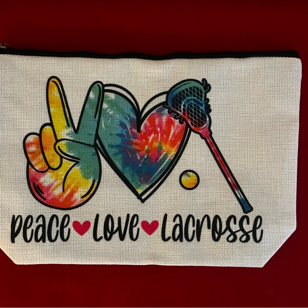 PEACE❤️LOVE❤️LACROSSE Canvas Cosmetics Bag